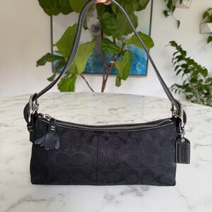 Coach Y2K Vintage Hamptons East West Signature Demi Baguette Bag 6371 Black